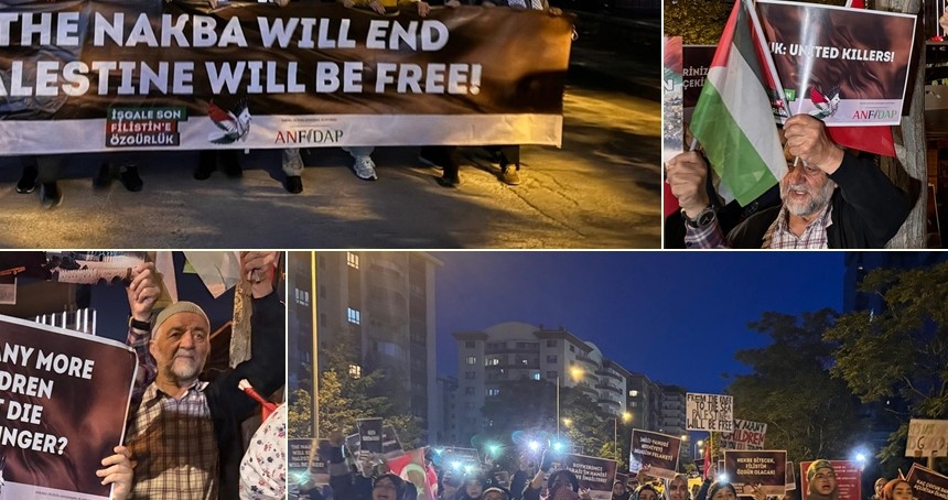 Nekbe günü nedeniyle işgalci ABD Büyükelçiliğine yürüyüş yapıldı