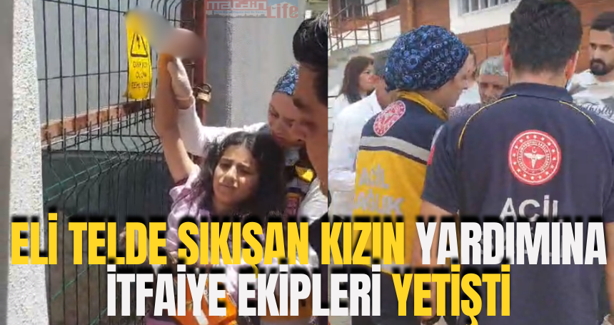 Eli telde sıkışan kızın yardımına itfaiye ekipleri yetişti