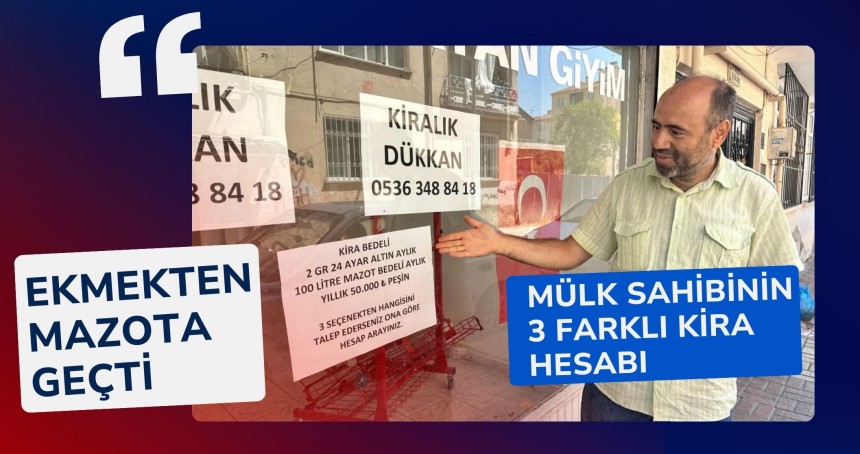 iş yerini aylık 100 litre mazota kiraya veriyor