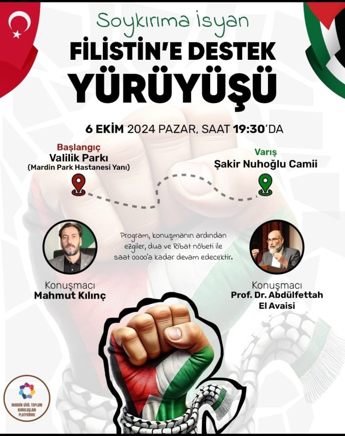 Mardin’de Filistin'e destek yürüyüşü gerçekleştirilecek