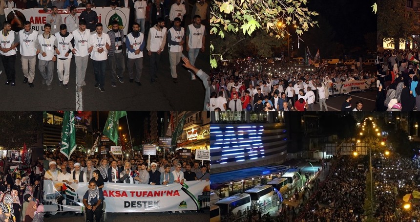 Aksa Tufanı'nın yıldönümünde on binlerce Diyarbakırlı Gazze'ye desteğini haykırdı