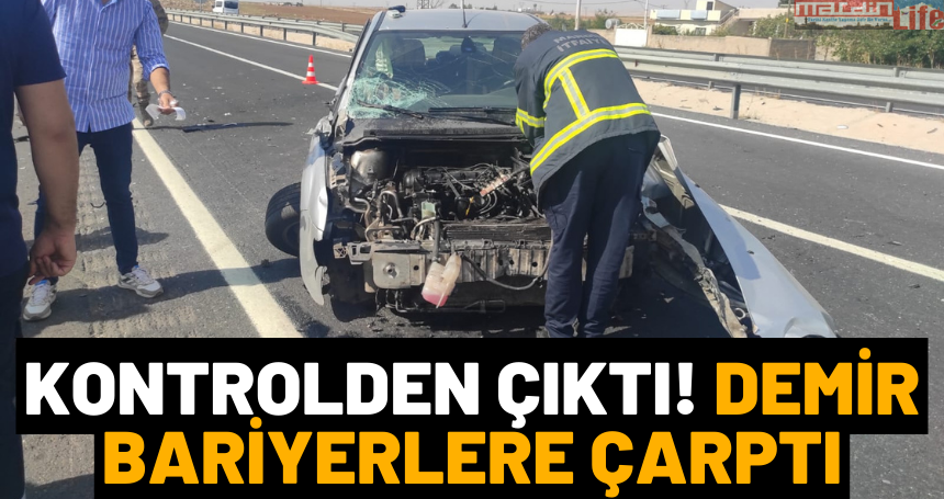 Kontrolden çıktı! Demir bariyerlere çarptı