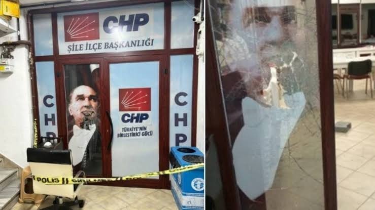 CHP ilçe binasına taşlı saldırı