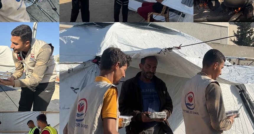 Gazze'de yürekleri ısıtan yardım: Yetimler Vakfı, yüzlerce kişiye iftar yemeği dağıttı