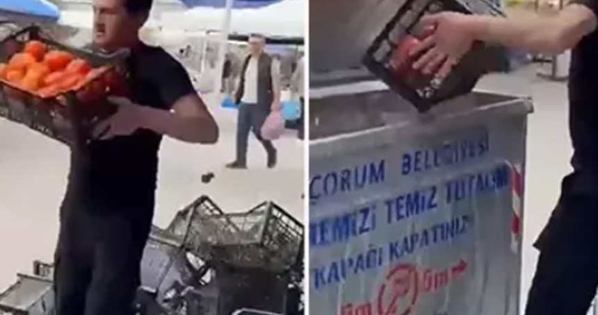 Çöpe domates döken pazarcı ve hal esnafına 17,2 milyon TL’ye kadar ceza