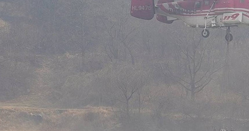 Güney Kore'de yangın söndürme helikopteri düştü