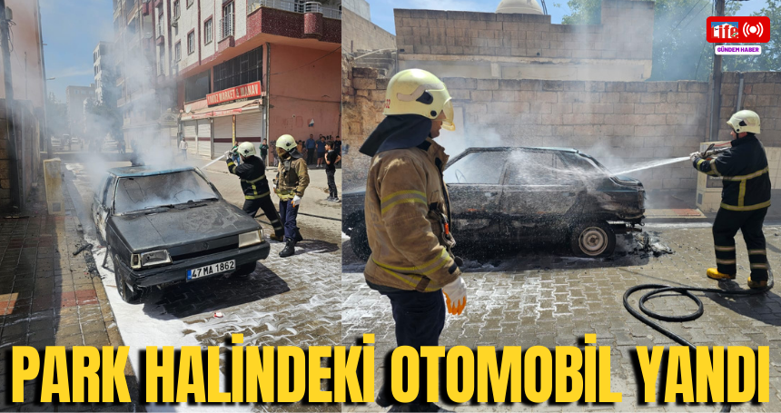 Mardin'de park halindeki otomobil yandı