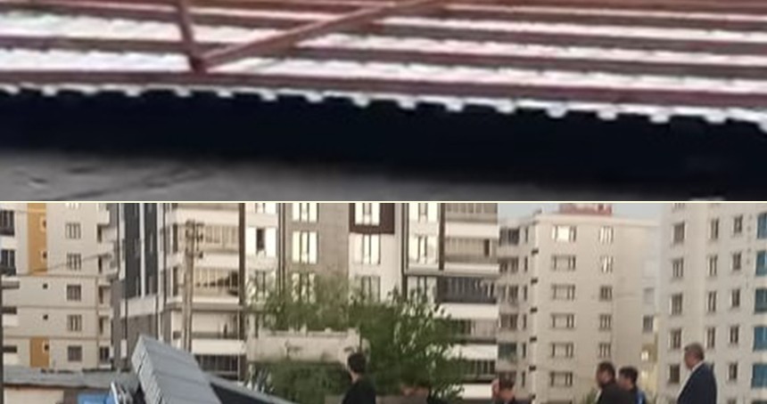 Diyarbakır'da fırtınada çatılar uçtu tabelalar devrildi