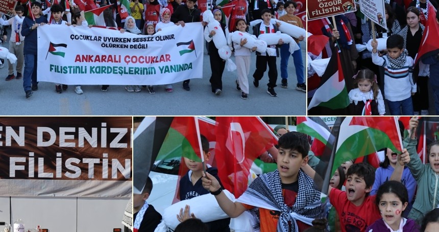 Ankara'da çocuklar Gazze için yürüdü