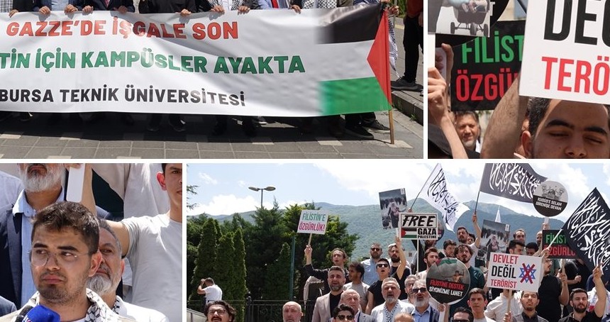 Bursa'da "Gazze'de İşgale Son, Filistin İçin Kampüsler Ayakta" yürüyüşü düzenlendi