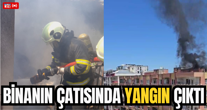 Mardin'de 7 katlı binanın çatısında yangın çıktı