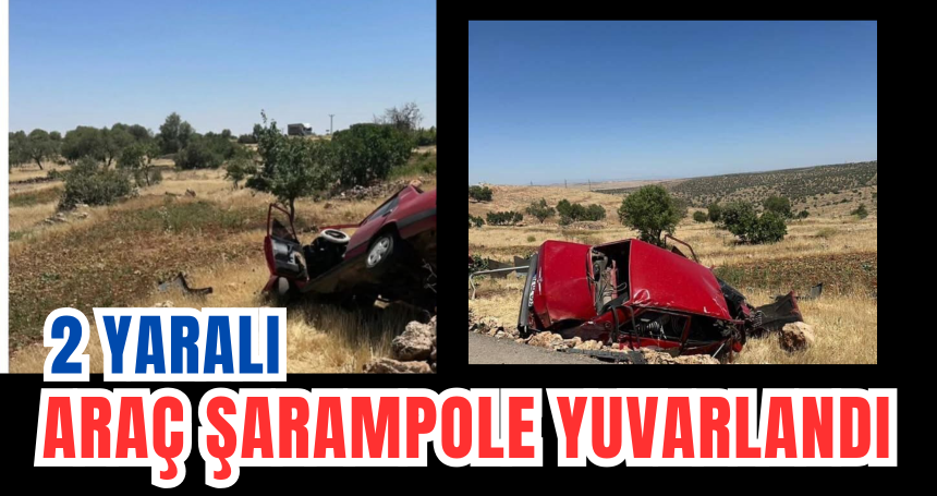 Mardin’de araç şarampole yuvarlandı: 2 yaralı