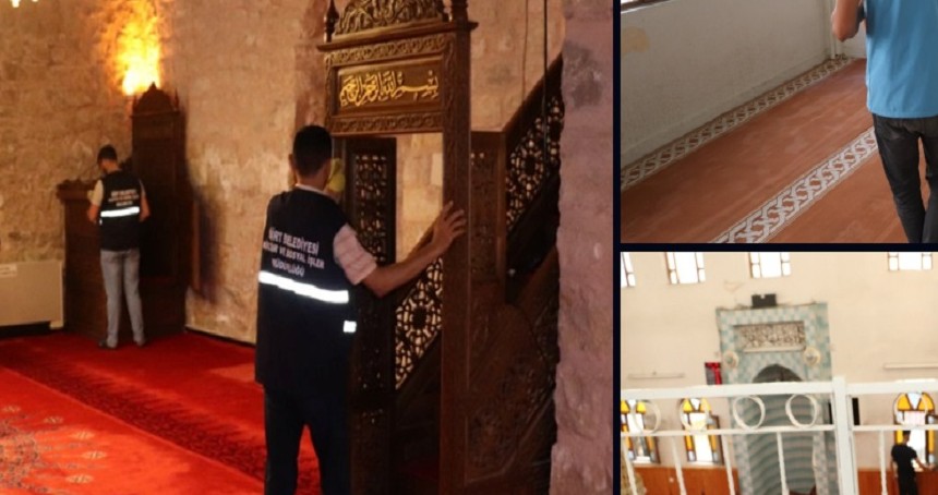 Siirt’te camiler Kurban Bayramı’na temizlikle hazırlanıyor