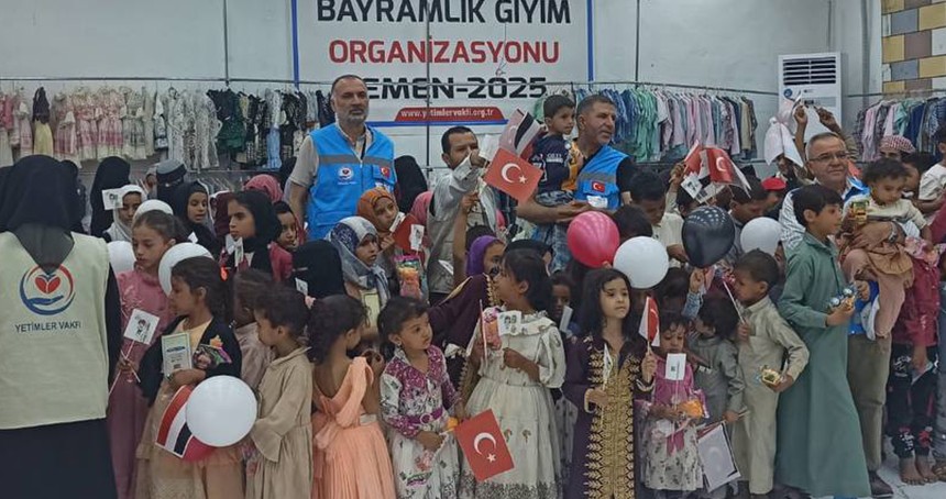 Yetimler Vakfı Yemen'de yüzlerce yetimi giydirdi, mağdur ailelere yardım ulaştırdı
