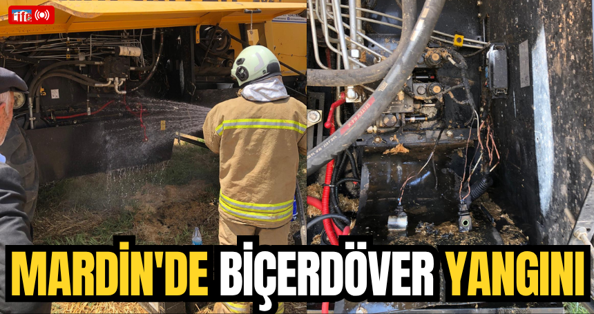 Mardin'de biçerdöver yangını