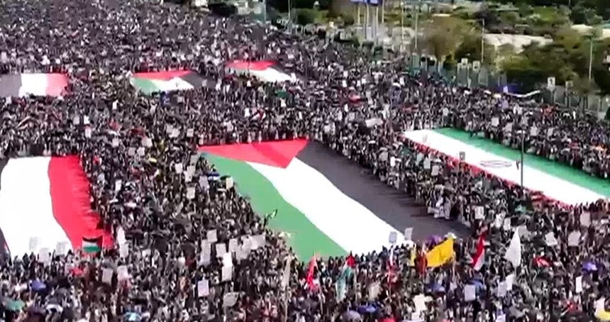 Yemen'de Gazze ve İran'a destek mitingi düzenlendi