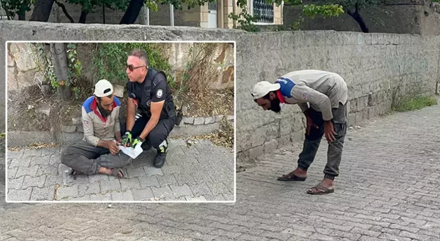 Polise yakalanınca namaza durdu