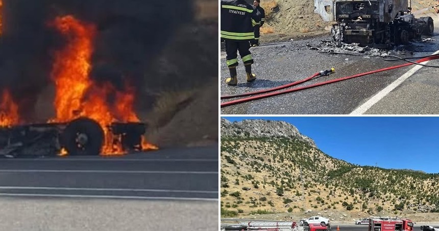 Bingöl-Diyarbakır karayolunda korkutan yangın
