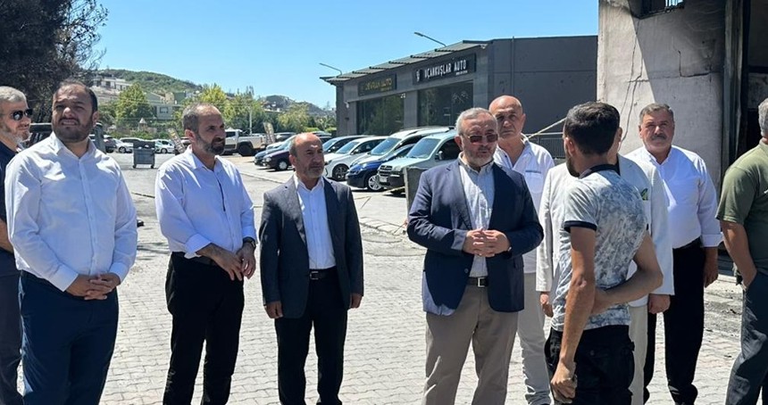 HÜDA PAR'dan yangında zarar gören esnafa ziyaret