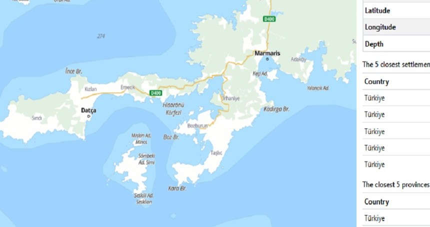 Muğla'da deprem: 3.6 büyüklüğünde