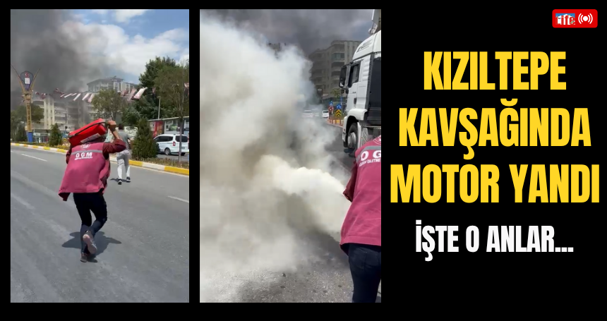 Kızıltepe Kavşağında motor yandı