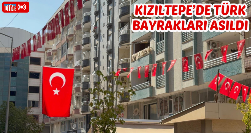 Mardin'de kamu binalarına ve caddelere "Terörsüz Türkiye"ye destek için Türk bayrakları asıldı