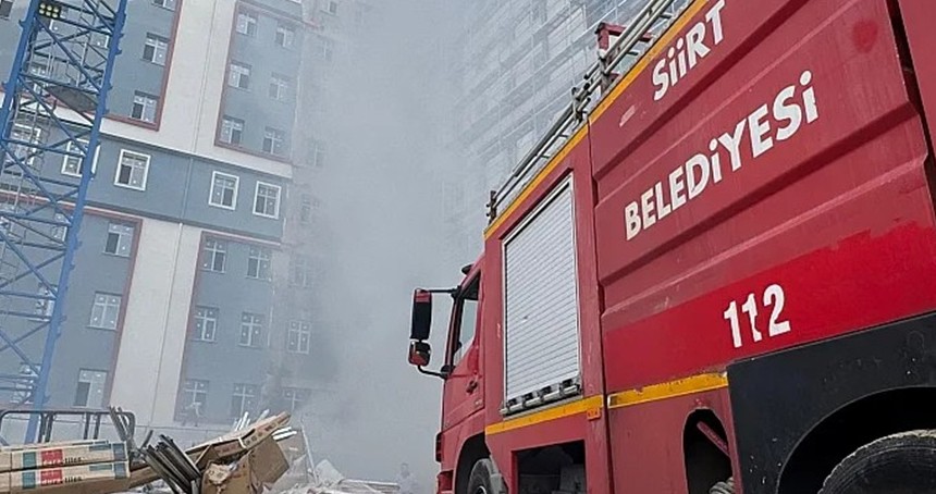 Eğitim ve Araştırma Hastanesi yanındaki KYK inşaatında yangın