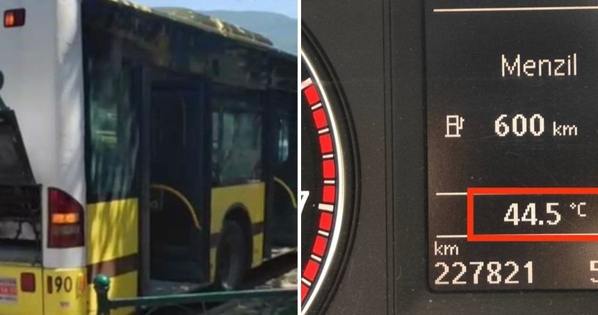 Bursa'da aşırı sıcaklar otobüsü yolda bıraktı