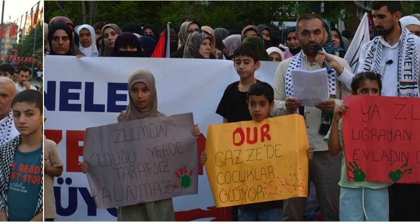 Siirt’te “Gazze Ölüyor, ayağa kalk!” çağrısıyla yaşanan soykırıma tepki gösterildi