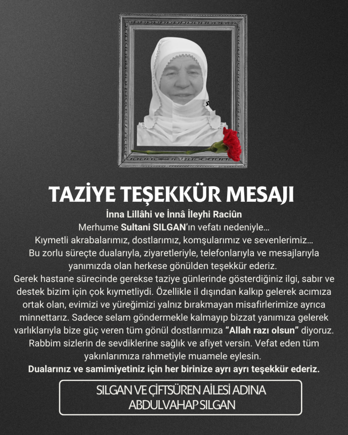 Silgan ve Çiftsüren Ailesinden Teşekkür Mesajı