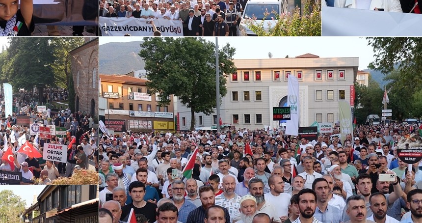 Bursa'da binlerce kişi Gazze için yürüdü