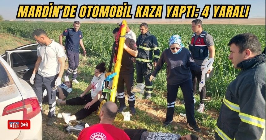 Mardin’de otomobil kaza yaptı; 4 yaralı