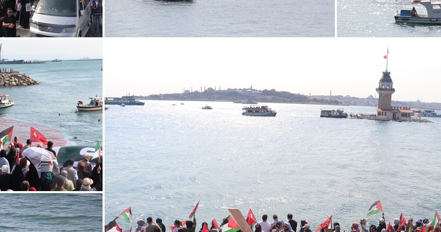 İstanbul Boğazı'ndan Gazze'ye selam gönderildi