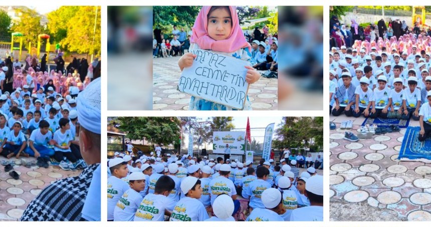 Dargeçit’te peygamber aşığı çocuklar, hep birlikte “Hayat Namazla Güzeldir” dedi