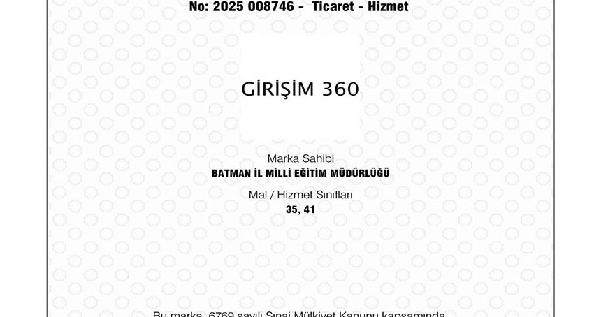 Batman'ın yenilikçi eğitim markası "Girişim 360" tescillendi