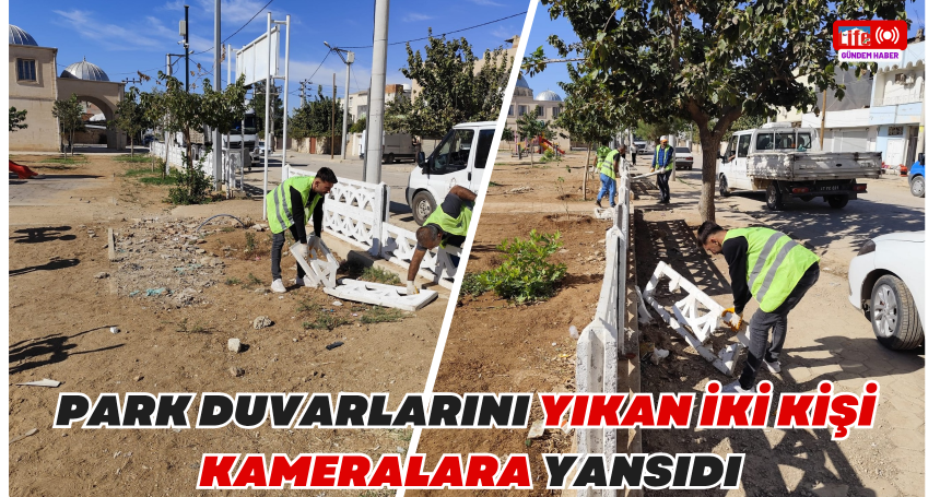 Park Duvarlarını Yıkan İki Kişi Kameralara Yansıdı