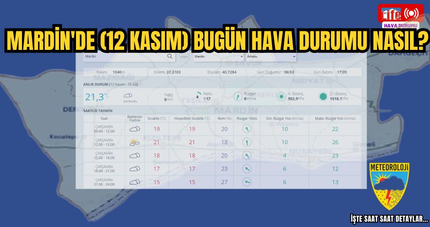 Mardin'de bugün(12 Kasım) hava durumu nasıl?