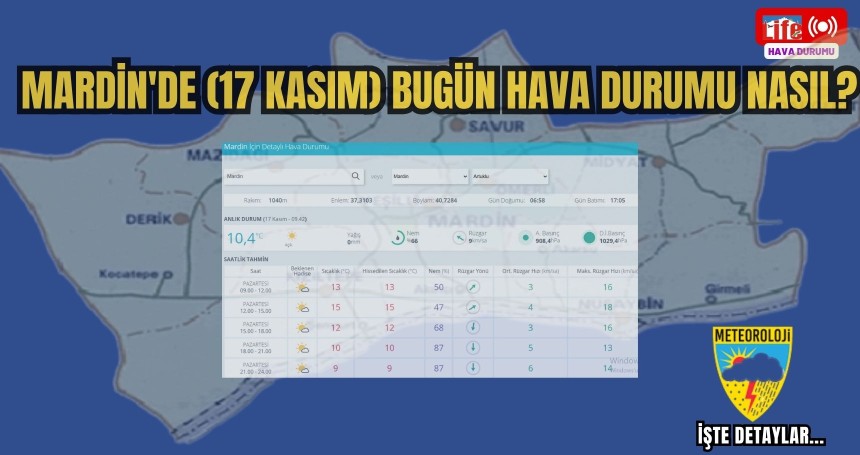 Mardin’de bugün (17 Kasım 2025) hava durumu nasıl?
