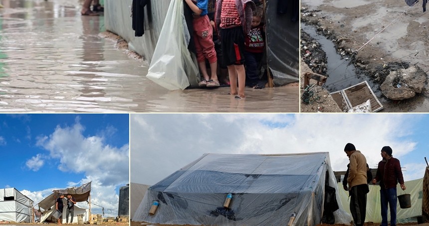  Şiddetli yağış sonrası Gazze Şeridi'nde çadırlar su altında kaldı