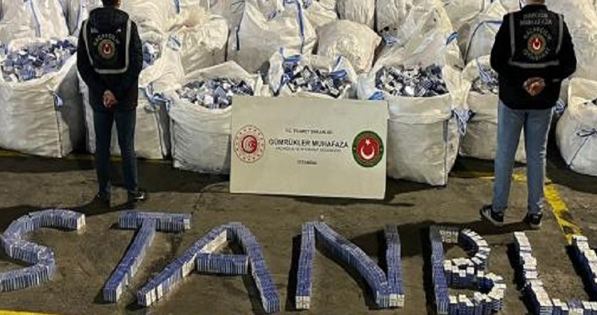 Ambarlı Limanı’nda 394 bin kaçak sigara ele geçirildi